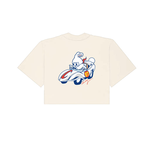 Racer Bunny v2 Cropped T-Shirt - Cream