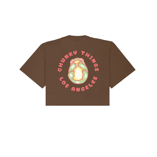Chunky Smushed Frog Cropped T-Shirt - Mocha