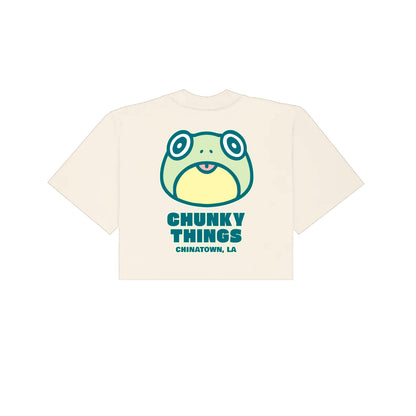 Chunky Frog 5 Year Anniversary Cropped T-Shirt - Cream
