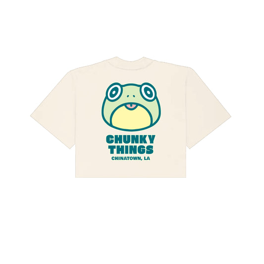 Chunky Frog 5 Year Anniversary Cropped T-Shirt - Cream