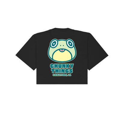 Chunky Frog 5 Year Anniversary Cropped T-Shirt - Black