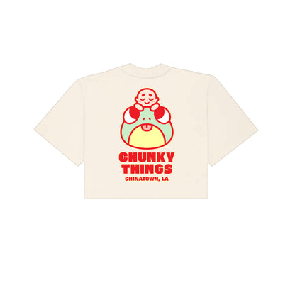 Chunky Frog and Tiny Baby Cropped T-Shirt - Cream
