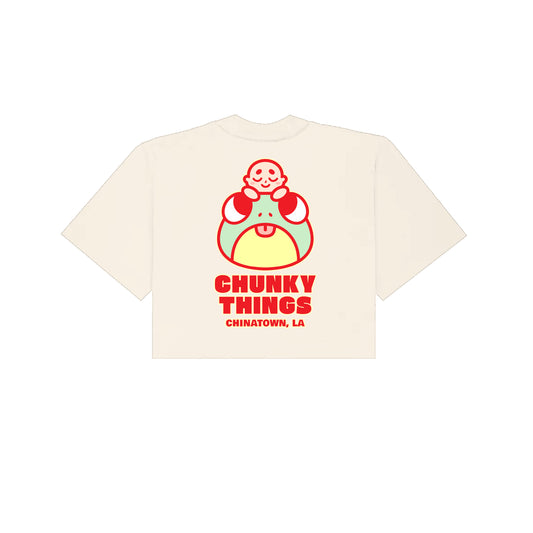Chunky Frog and Tiny Baby Cropped T-Shirt - Cream