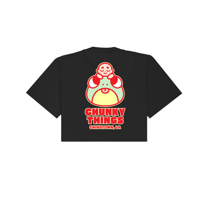 Chunky Frog and Tiny Baby Cropped T-Shirt - Black