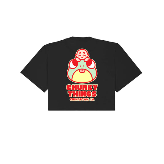 Chunky Frog and Tiny Baby Cropped T-Shirt - Black