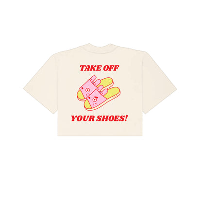 Take Off Your Shoes Cropped T-Shirt - Cream