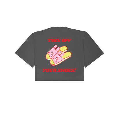 Take Off Your Shoes Cropped T-Shirt - Shadow