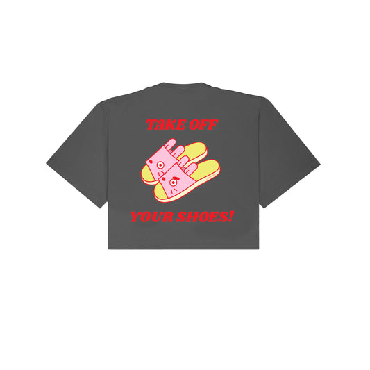 Take Off Your Shoes Cropped T-Shirt - Shadow