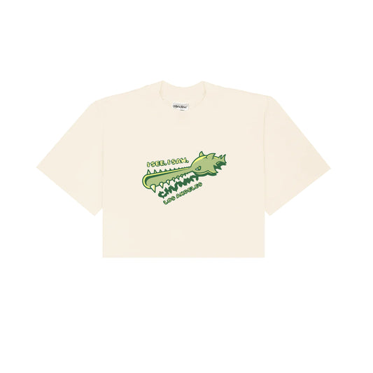 Chunky See Saw Fish Cropped T-Shirt - Cream
