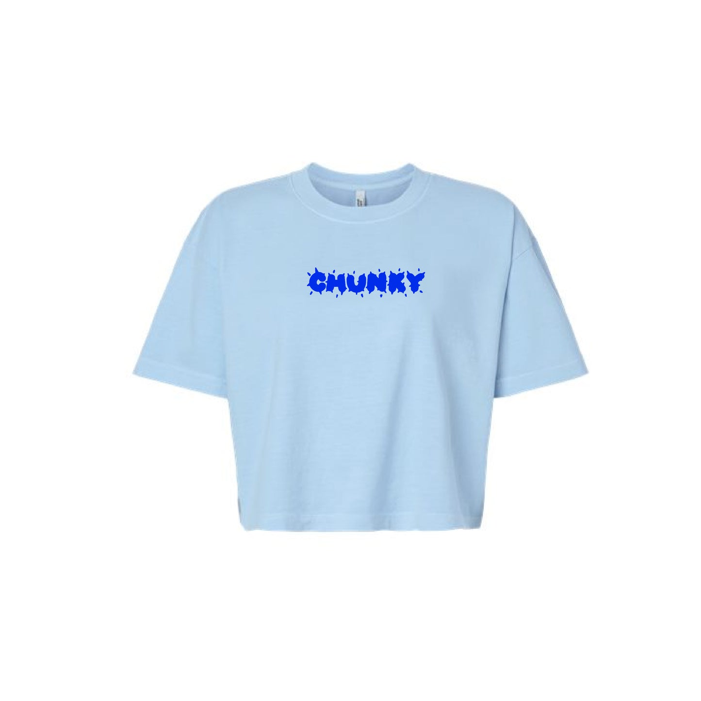 Chunky Blow Up Fish Cropped T-Shirt - Sky