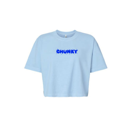 Chunky Blow Up Fish Cropped T-Shirt - Sky