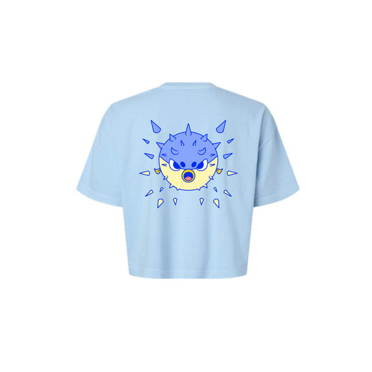 Chunky Blow Up Fish Cropped T-Shirt - Sky