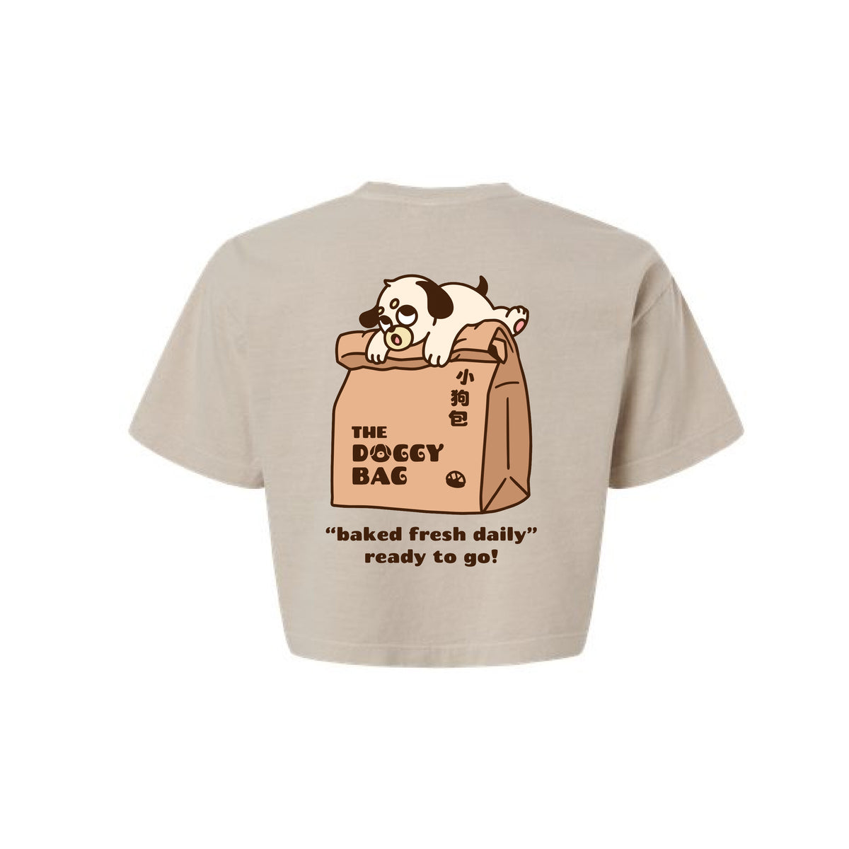 The Doggy Bag Large Logo Cropped T-Shirt - Light Brown