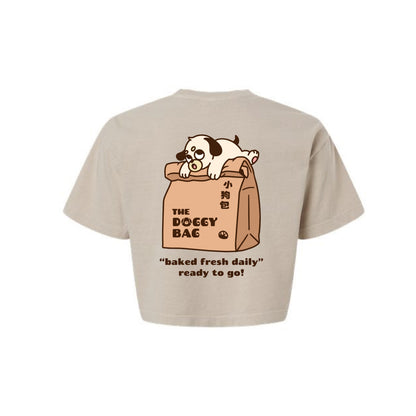 The Doggy Bag Large Logo Cropped T-Shirt - Light Brown