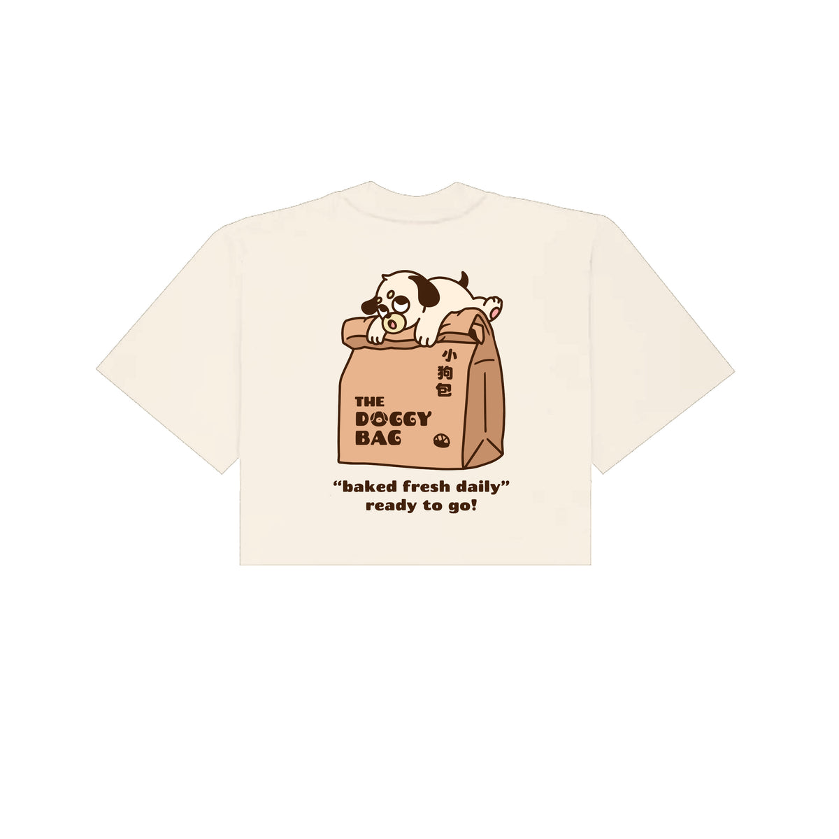 The Doggy Bag Large Logo Cropped T-Shirt - Cream