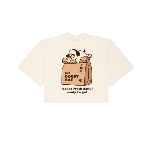 The Doggy Bag Large Logo Cropped T-Shirt - Cream