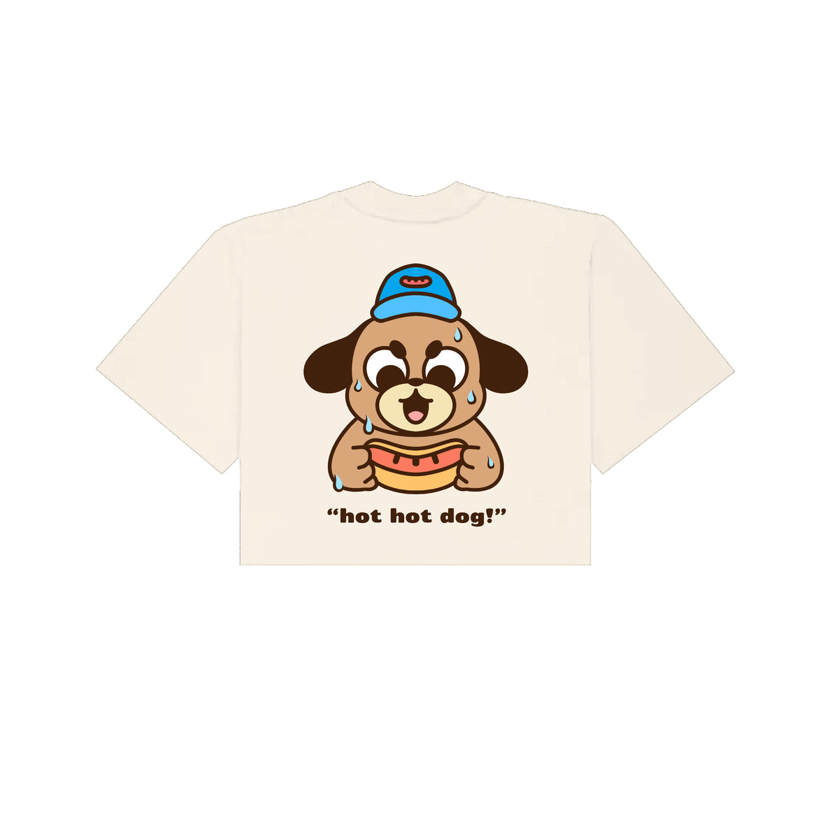 Hot Hot Dog Cropped T-Shirt - Cream