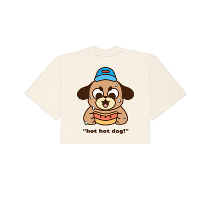 Hot Hot Dog Cropped T-Shirt - Cream
