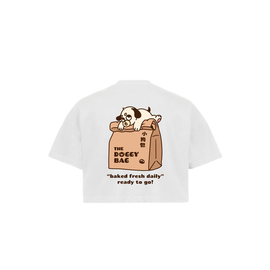 The Doggy Bag Large Logo Cropped T-Shirt - White