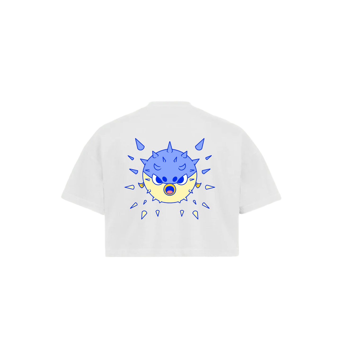 Chunky Blow Up Fish Cropped T-Shirt - White