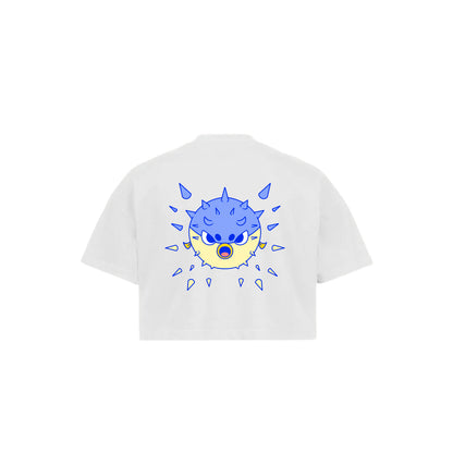 Chunky Blow Up Fish Cropped T-Shirt - White