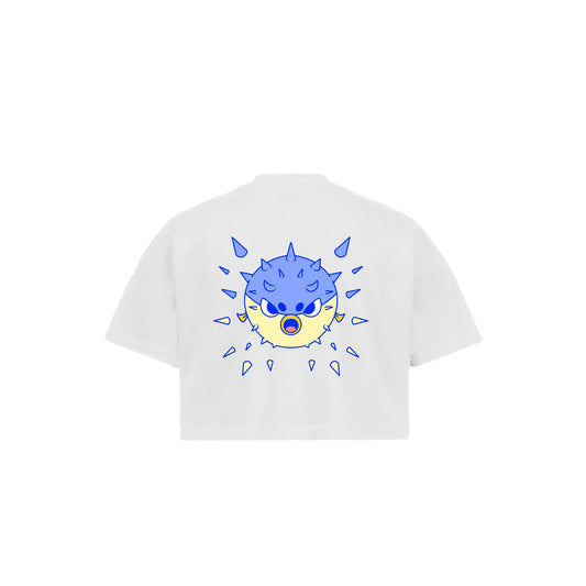 Chunky Blow Up Fish Cropped T-Shirt - White