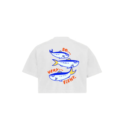 Chunky So Very Fishy Cropped T-Shirt - White