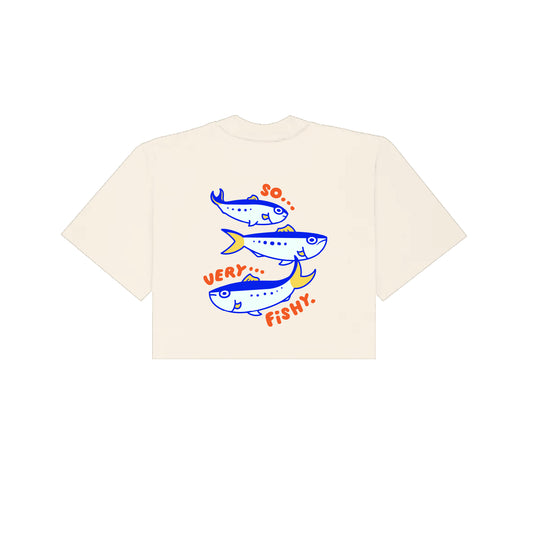Chunky So Very Fishy Cropped T-Shirt - Cream