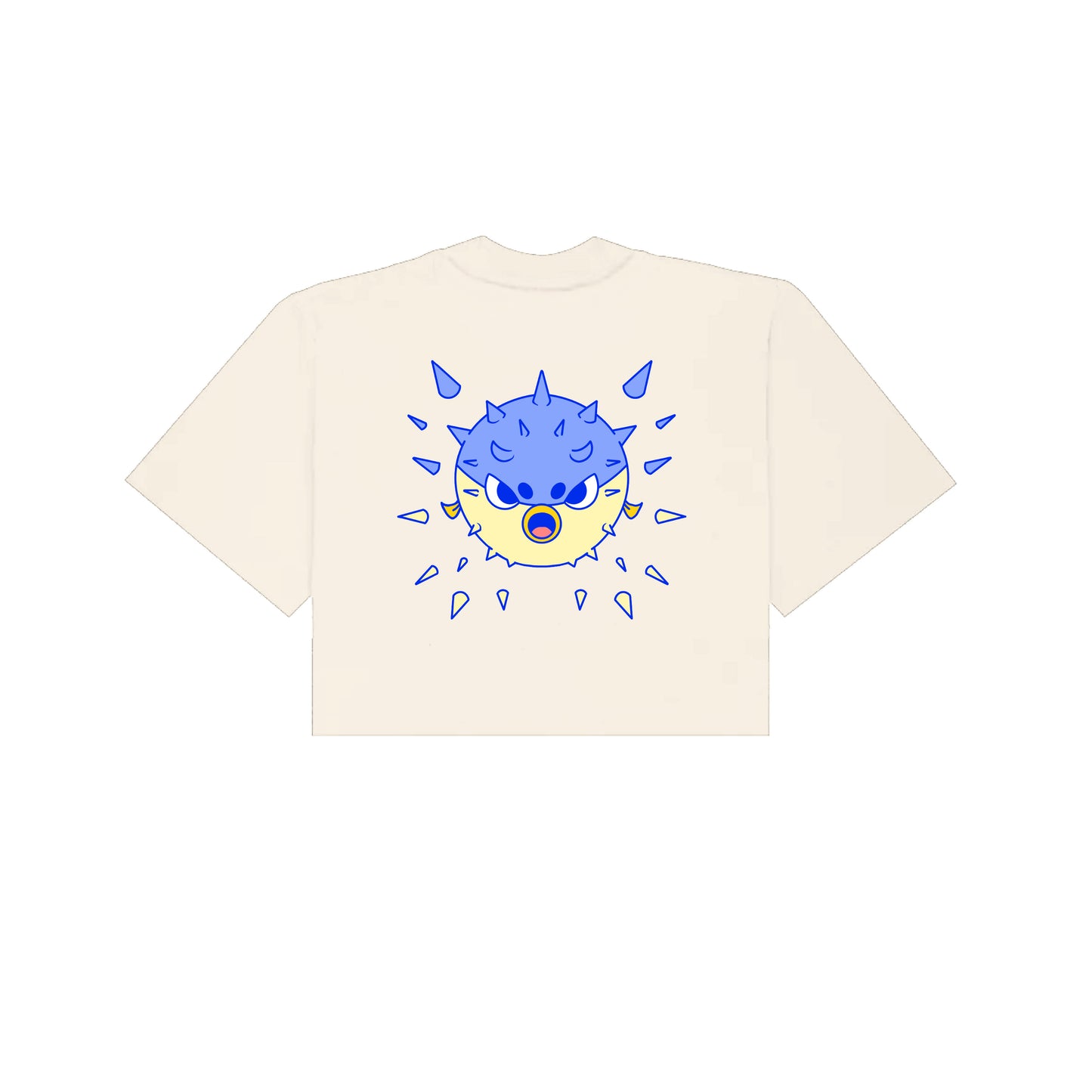 Chunky Blow Up Fish Cropped T-Shirt - Cream