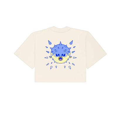 Chunky Blow Up Fish Cropped T-Shirt - Cream