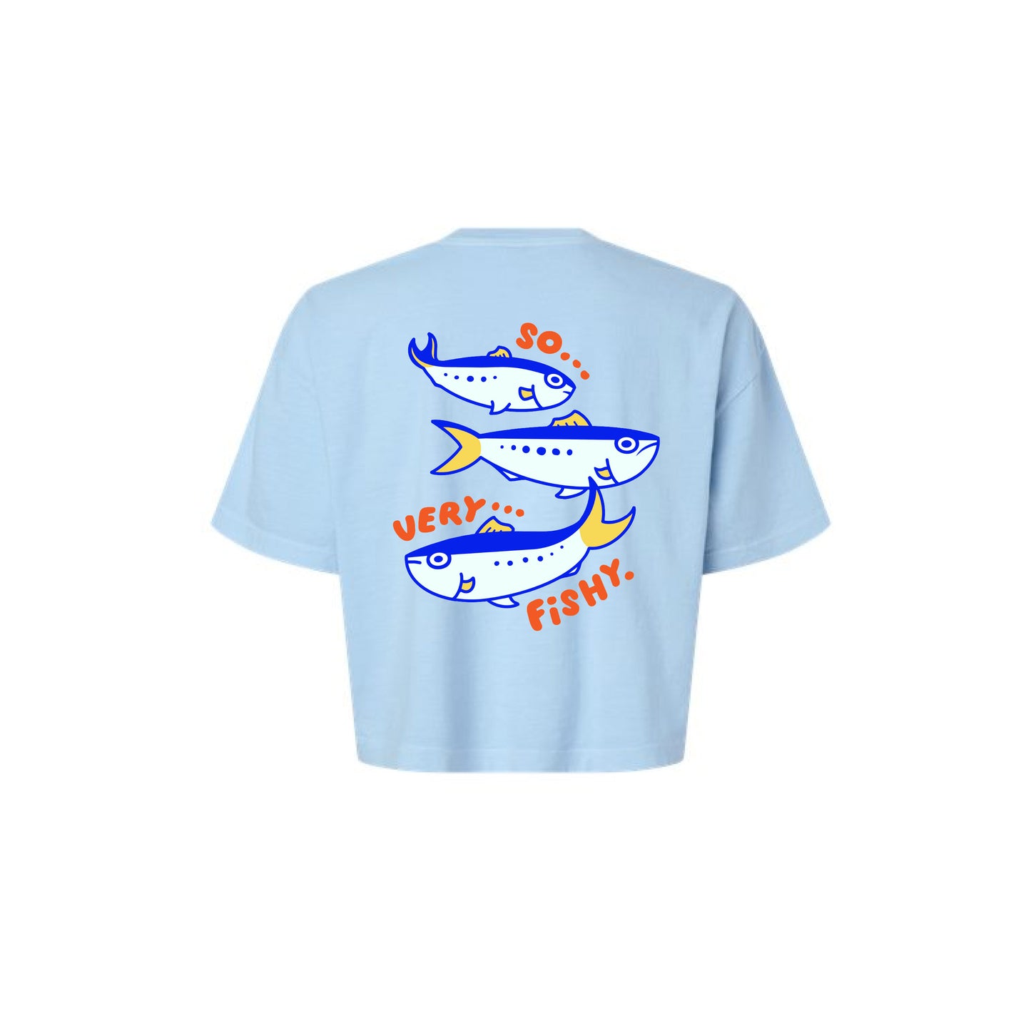 Chunky So Very Fishy Cropped T-Shirt - Sky