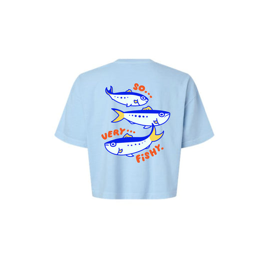 Chunky So Very Fishy Cropped T-Shirt - Sky