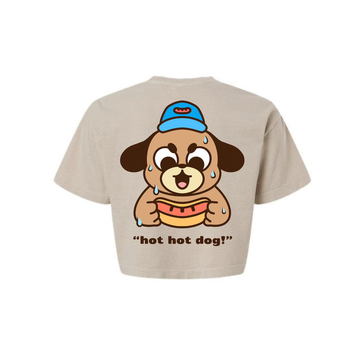 Hot Hot Dog Cropped T-Shirt - Light Brown
