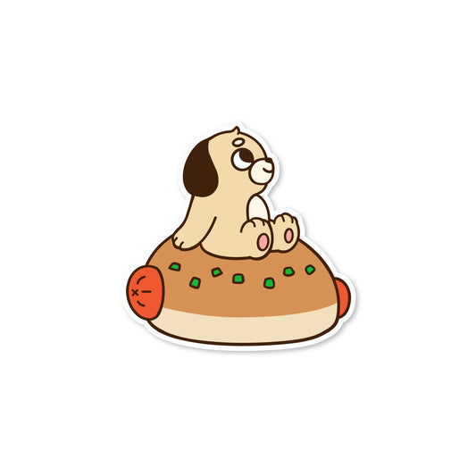 Dog on Hot Dog Bun Sticker