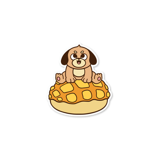 Dog on Pineapple Bun Sticker