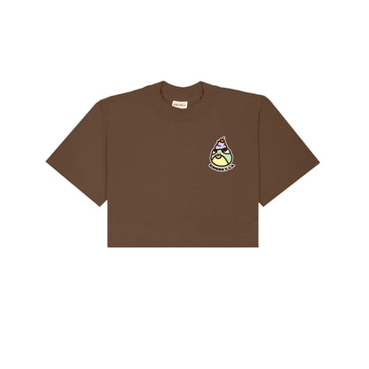Chunky Ice Cream Frog Cropped T-Shirt - Brown