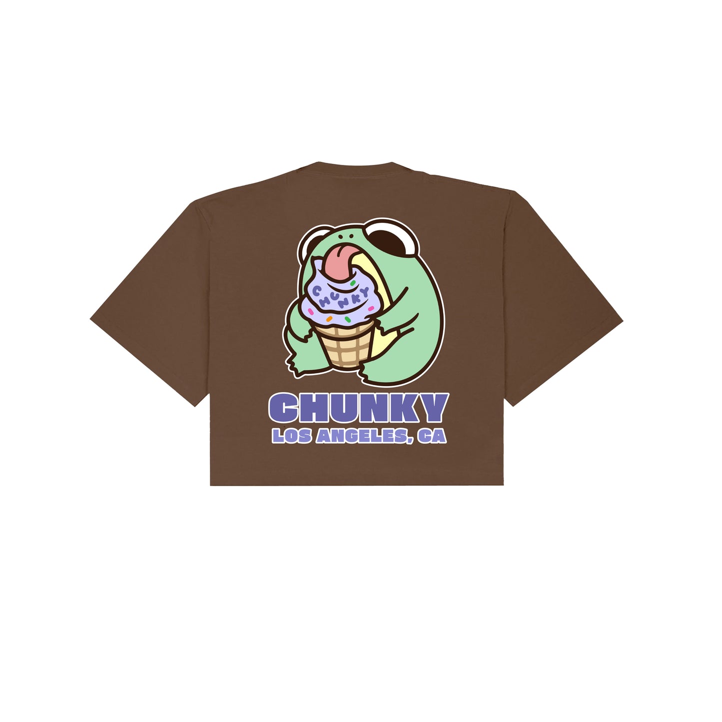 Chunky Ice Cream Frog Cropped T-Shirt - Brown