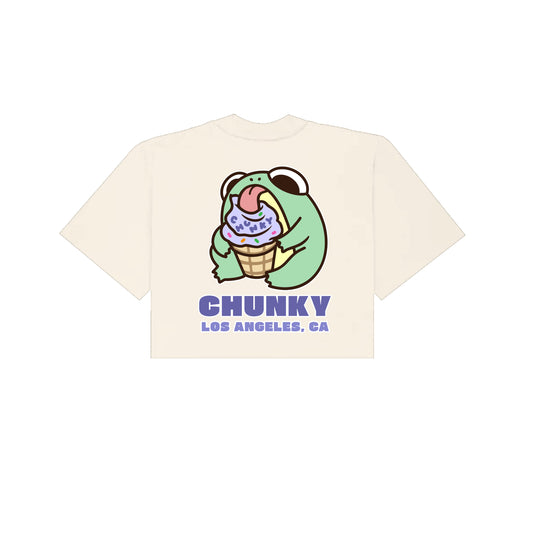 Chunky Ice Cream Frog Cropped T-Shirt - Cream