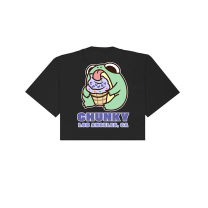 Chunky Ice Cream Frog Cropped T-Shirt - Black