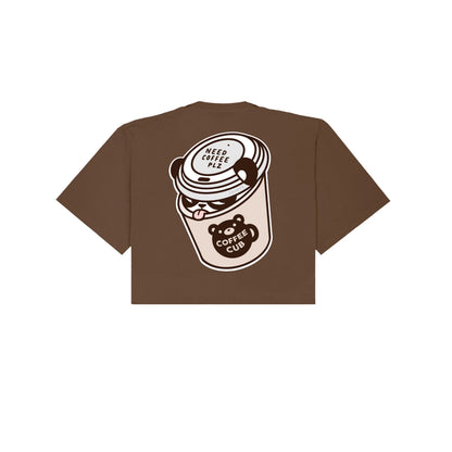Chunky Coffee Cub Cropped T-Shirt - Brown