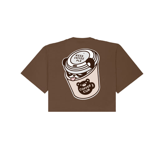 Chunky Coffee Cub Cropped T-Shirt - Brown