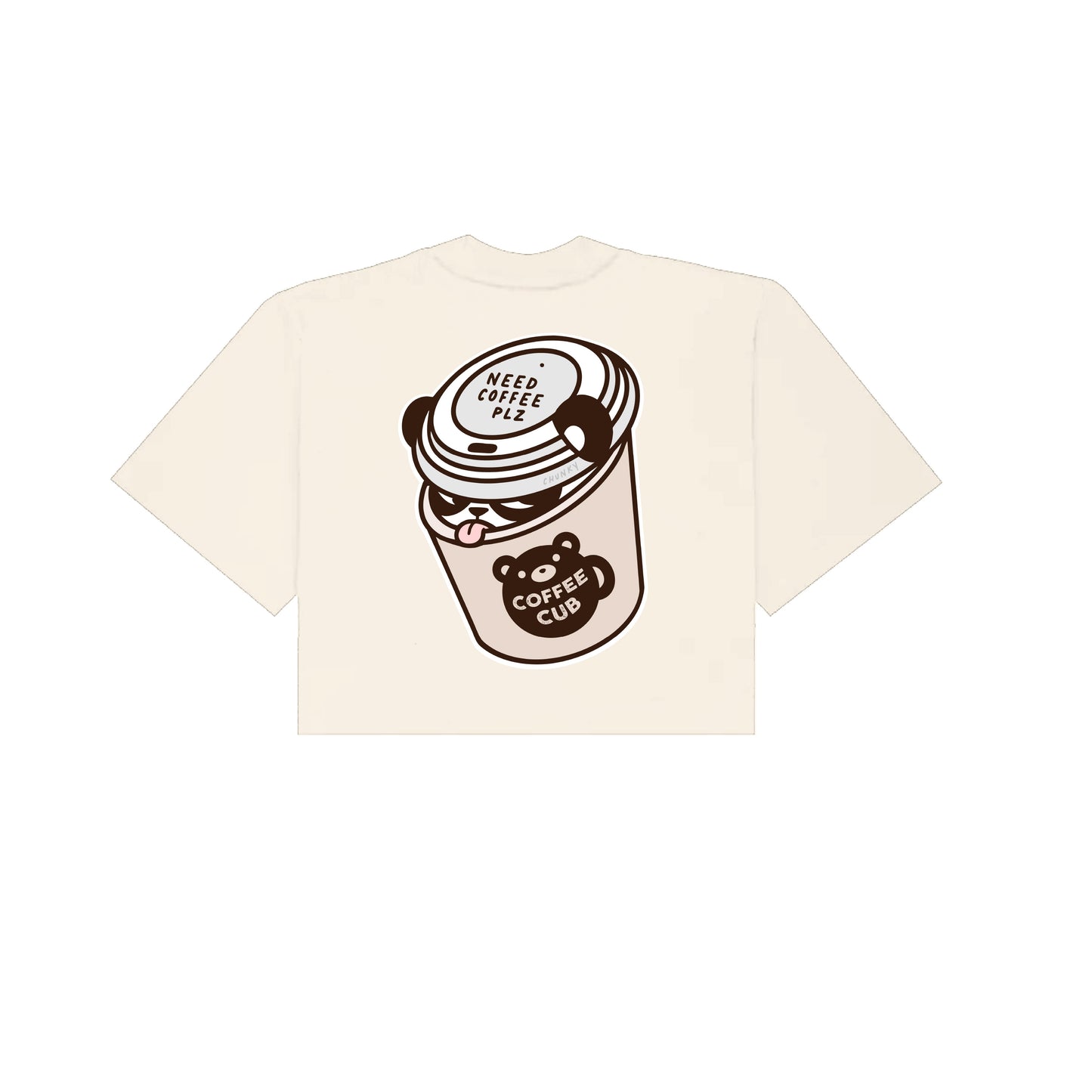 Chunky Coffee Cub Cropped T-Shirt - Cream
