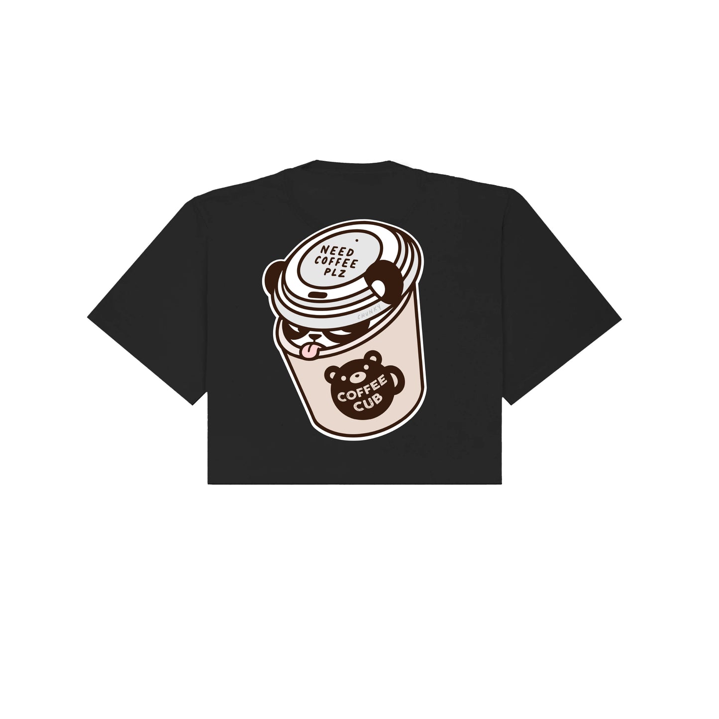 Chunky Coffee Cub Cropped T-Shirt - Black