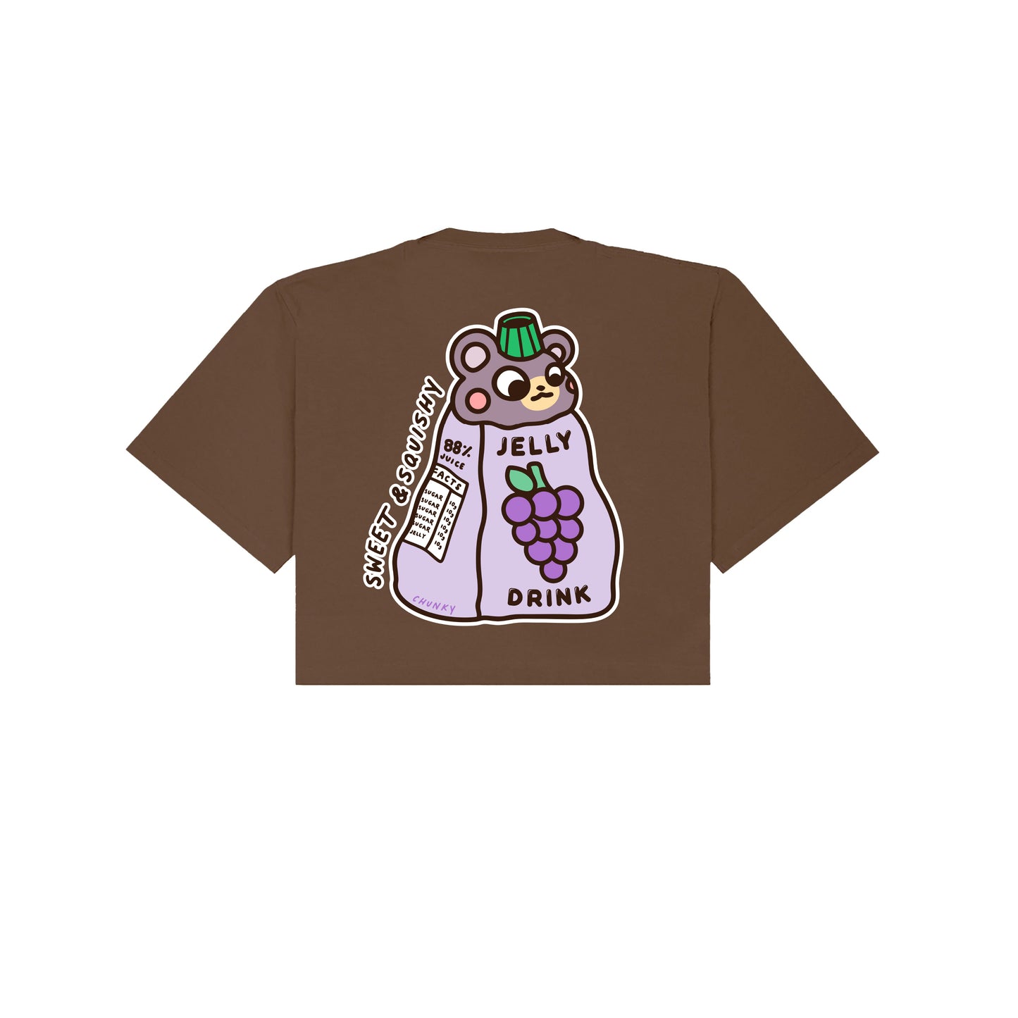 Chunky Jelly Bear Cropped T-Shirt - Brown