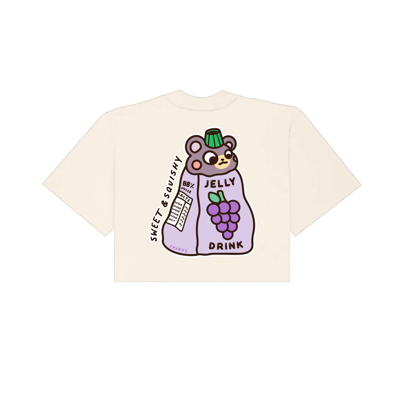 Chunky Jelly Bear Cropped T-Shirt - Cream
