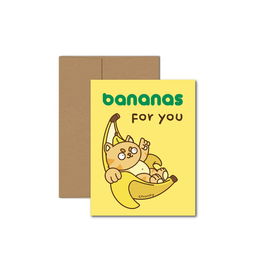 Bananas for You Cat Greeting Card