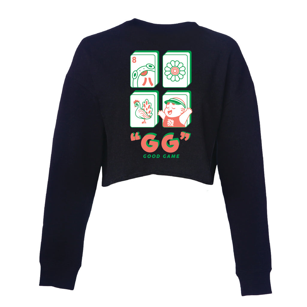 Good Game Mahjong Cropped Sweater - Black