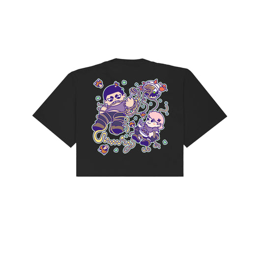 Chunkyween Haunted Noodles Cropped T-Shirt - Black