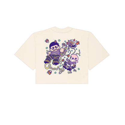 Chunkyween Haunted Noodles Cropped T-Shirt - Cream