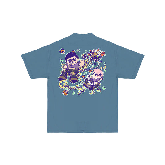 Chunkyween Haunted Noodles T-Shirt - Denim Blue